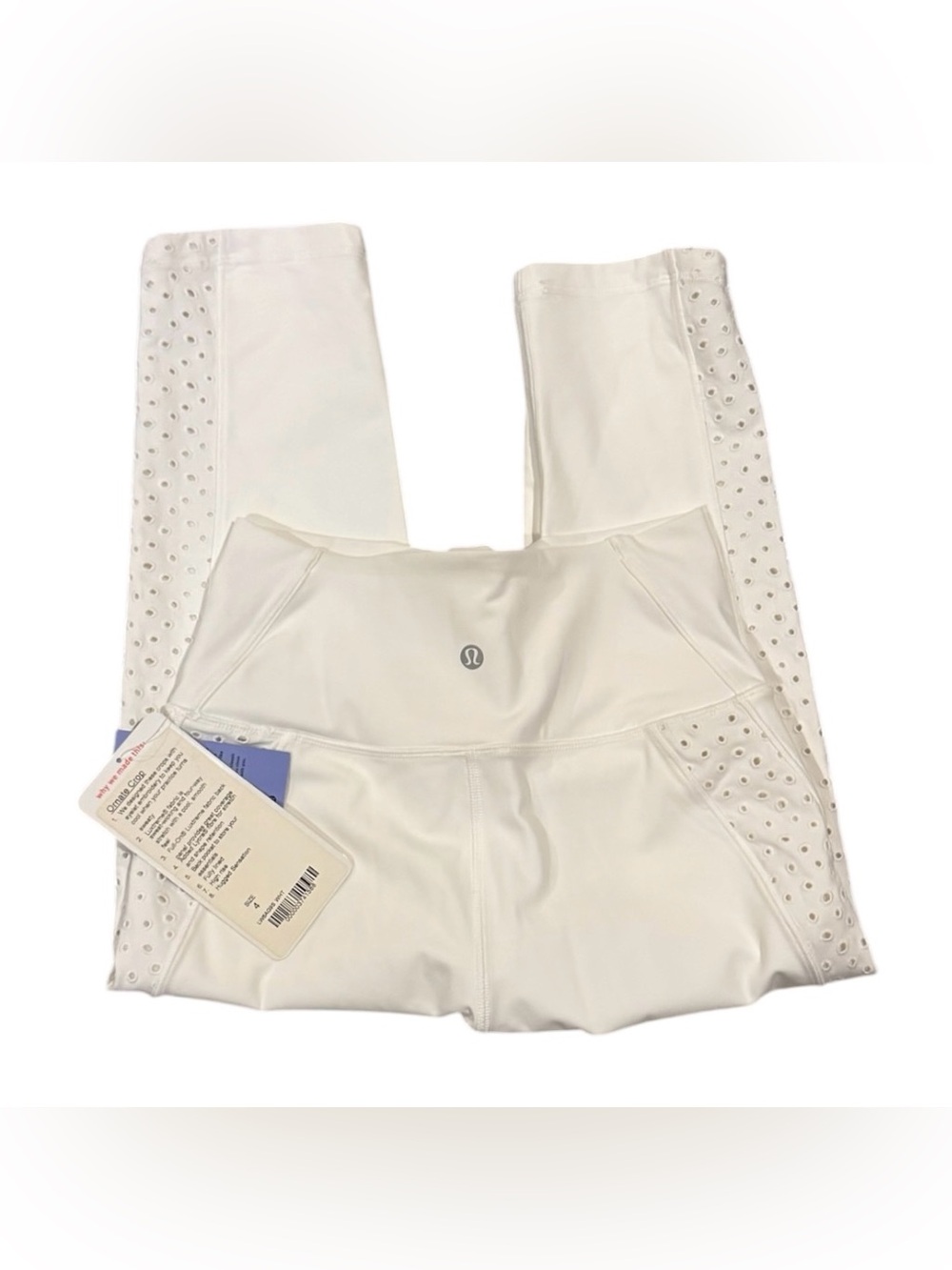 lululemon athletica White High-Rise Leggings‎ with Perforated Side ornate crop